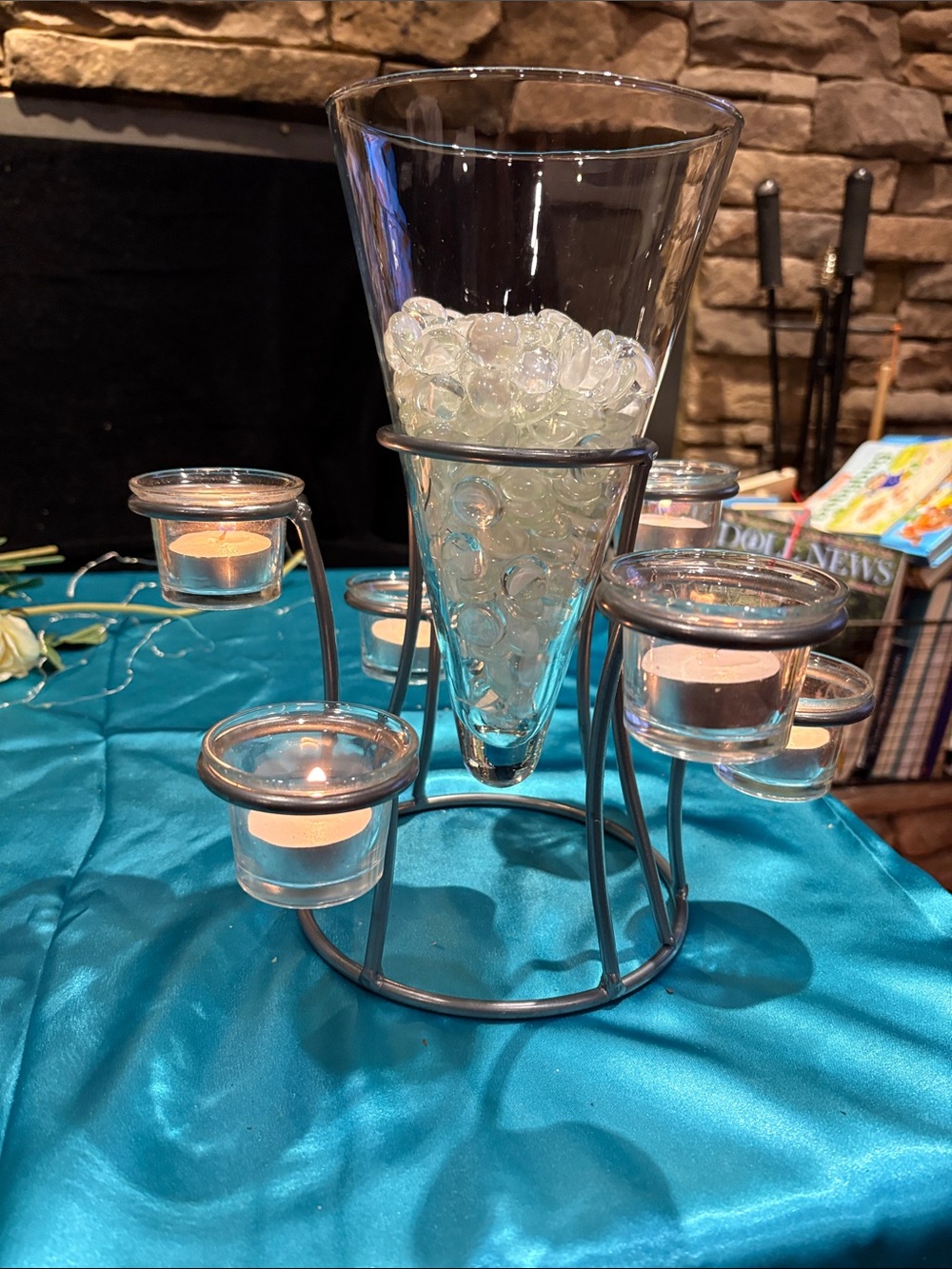 Glass Centerpiece Vase with GlassTea Light Holder